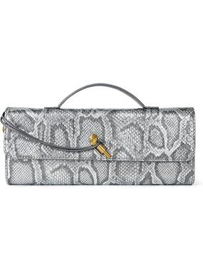 Women's Sterling Python Suede Leather Evening Clutch Crossbody Formal Handbag